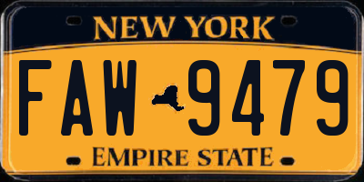 NY license plate FAW9479