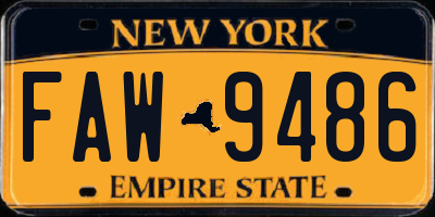 NY license plate FAW9486