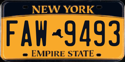 NY license plate FAW9493