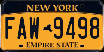 NY license plate FAW9498
