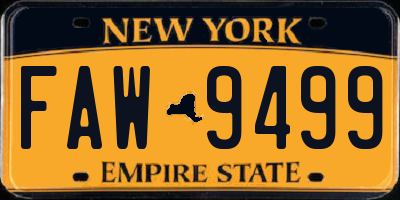 NY license plate FAW9499