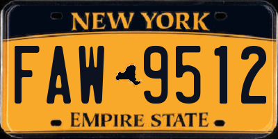 NY license plate FAW9512
