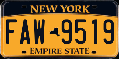 NY license plate FAW9519