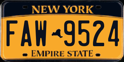 NY license plate FAW9524