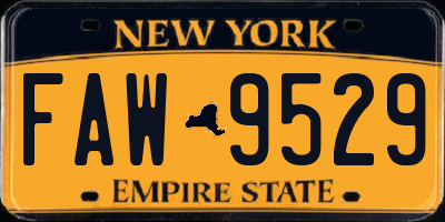 NY license plate FAW9529