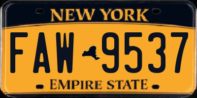 NY license plate FAW9537
