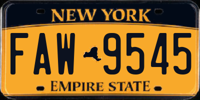 NY license plate FAW9545