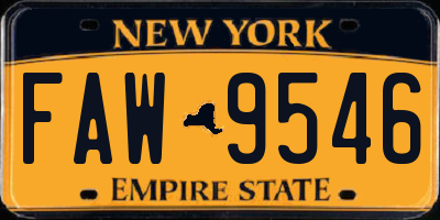NY license plate FAW9546