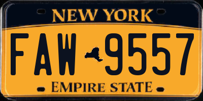NY license plate FAW9557