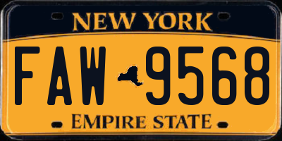 NY license plate FAW9568
