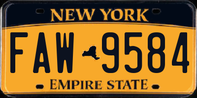 NY license plate FAW9584