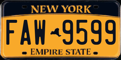 NY license plate FAW9599