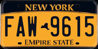 NY license plate FAW9615