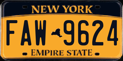 NY license plate FAW9624
