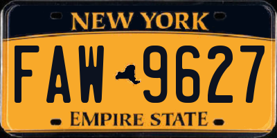 NY license plate FAW9627