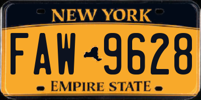 NY license plate FAW9628
