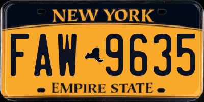 NY license plate FAW9635