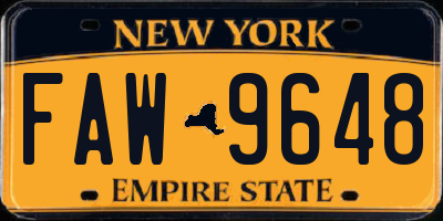 NY license plate FAW9648
