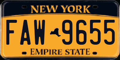 NY license plate FAW9655