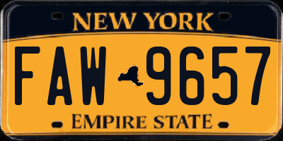 NY license plate FAW9657