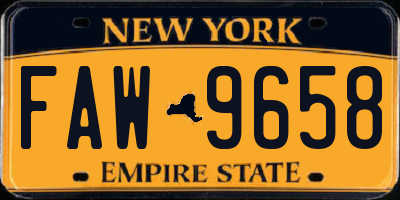 NY license plate FAW9658