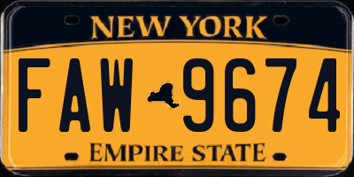 NY license plate FAW9674