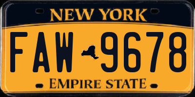 NY license plate FAW9678
