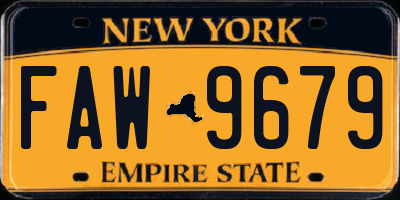 NY license plate FAW9679