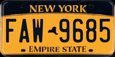 NY license plate FAW9685