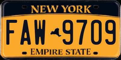 NY license plate FAW9709
