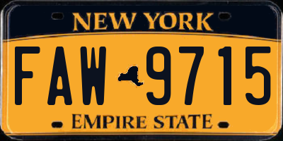 NY license plate FAW9715