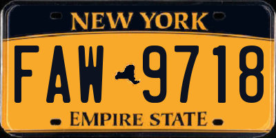 NY license plate FAW9718