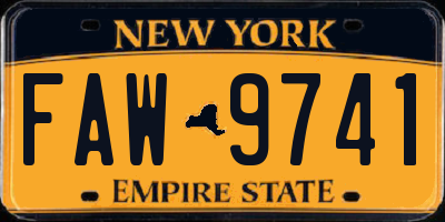 NY license plate FAW9741