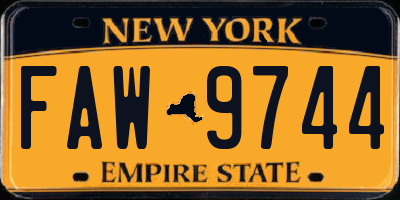 NY license plate FAW9744