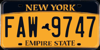 NY license plate FAW9747