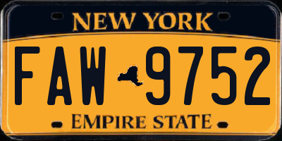 NY license plate FAW9752