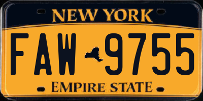 NY license plate FAW9755