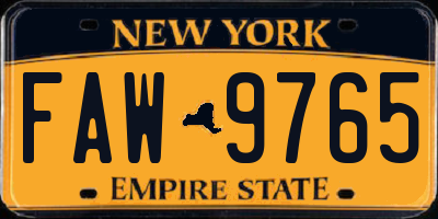 NY license plate FAW9765