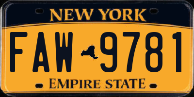 NY license plate FAW9781