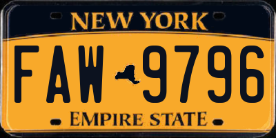 NY license plate FAW9796