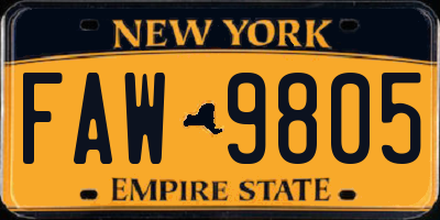 NY license plate FAW9805