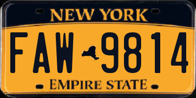 NY license plate FAW9814