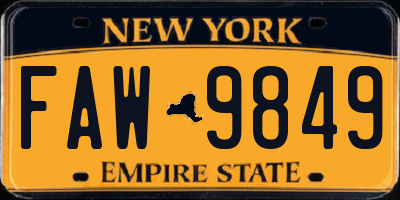 NY license plate FAW9849