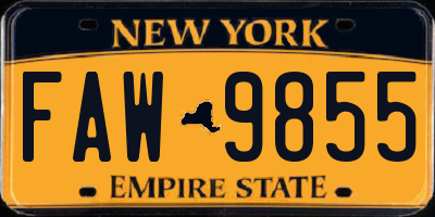 NY license plate FAW9855