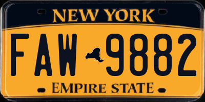 NY license plate FAW9882