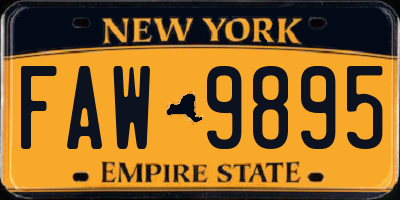 NY license plate FAW9895