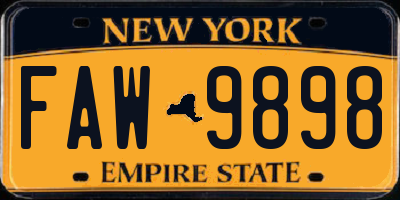 NY license plate FAW9898