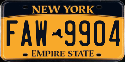 NY license plate FAW9904