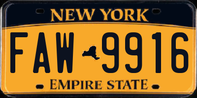 NY license plate FAW9916