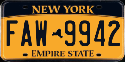 NY license plate FAW9942